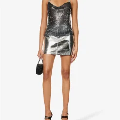 Metallic Mid-rise Cotton-blend Mini Skirt -Default Template 2 R04145509 SILVER ALT01
