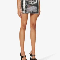 Metallic Mid-rise Cotton-blend Mini Skirt -Default Template 2 R04145509 SILVER ALT02