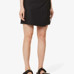 FRAME Wrap-front High-waist Organic-cotton Mini Skirt -Default Template 2 R04146415 NOIR ALT02