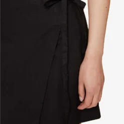 FRAME Wrap-front High-waist Organic-cotton Mini Skirt -Default Template 2 R04146415 NOIR ALT04