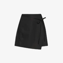 FRAME Wrap-front High-waist Organic-cotton Mini Skirt