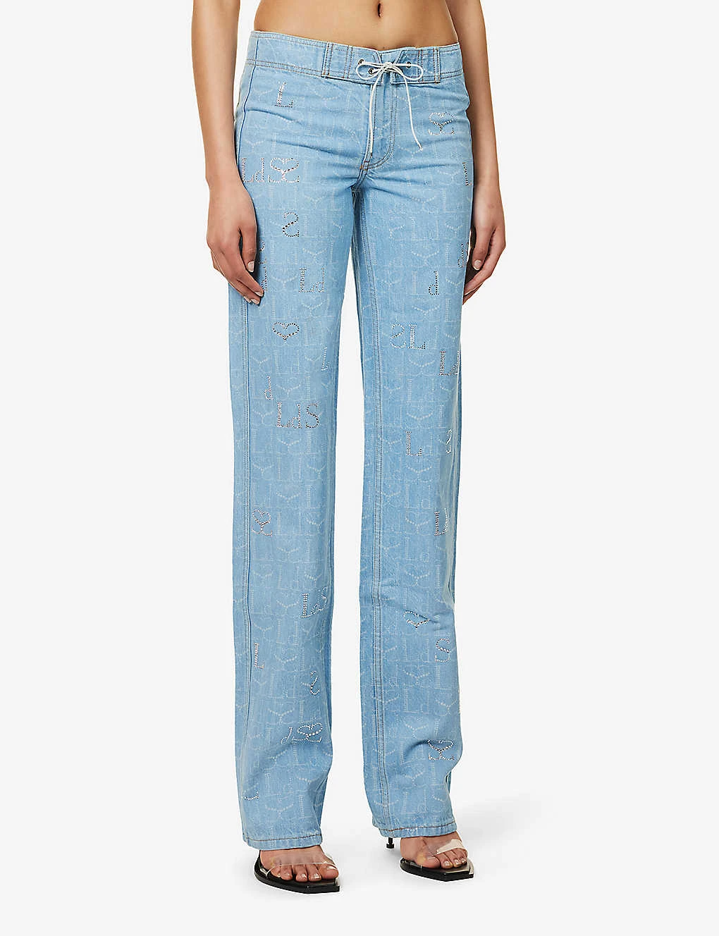 Straight-leg Mid-rise Rhinestone-embellished Jeans 5 Straight-leg Mid-rise Rhinestone-embellished Jeans - Image 3