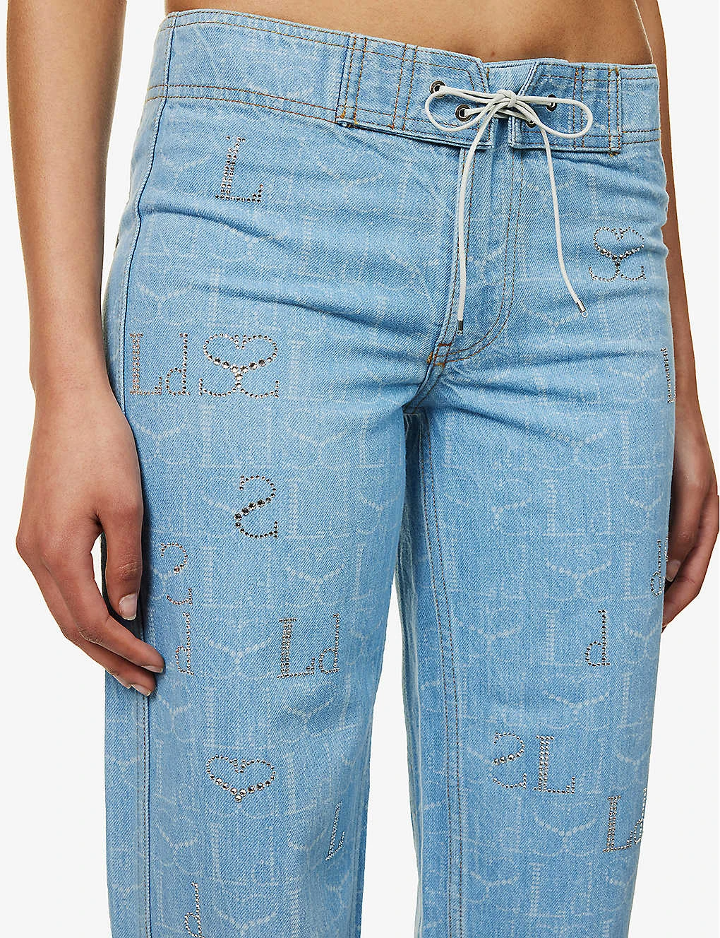 Straight-leg Mid-rise Rhinestone-embellished Jeans 7 Straight-leg Mid-rise Rhinestone-embellished Jeans - Image 5