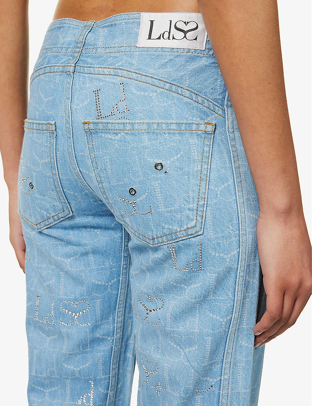 Straight-leg Mid-rise Rhinestone-embellished Jeans 8 Straight-leg Mid-rise Rhinestone-embellished Jeans - Image 6