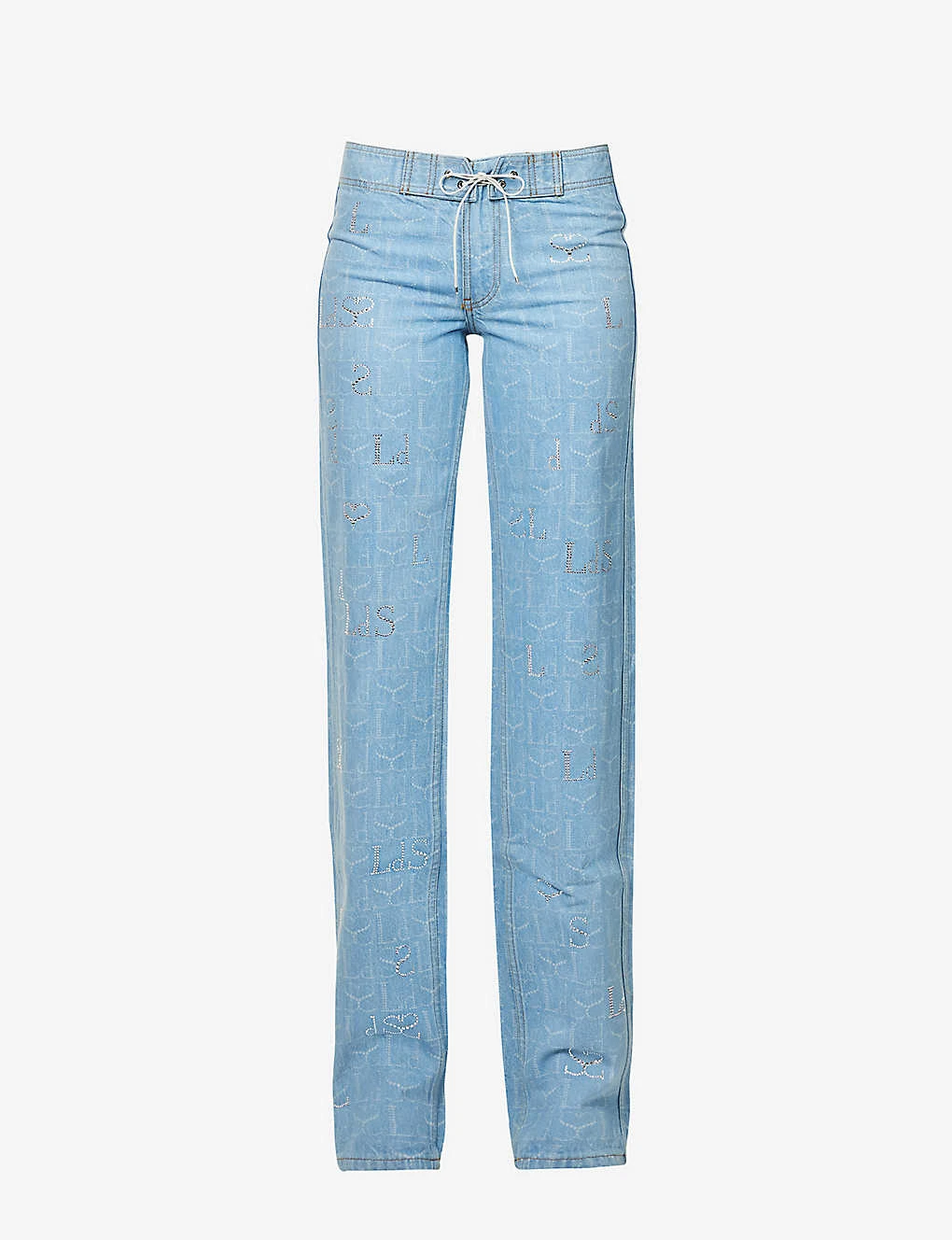 Straight-leg Mid-rise Rhinestone-embellished Jeans 3 Straight-leg Mid-rise Rhinestone-embellished Jeans