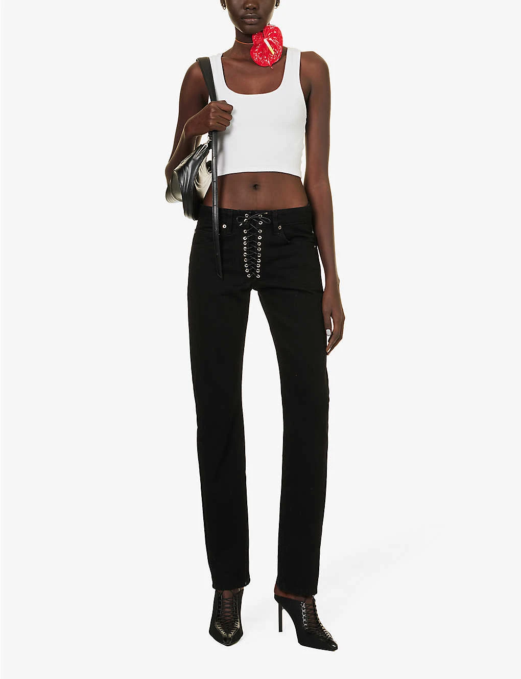 Lace-up Straight-leg Mid-rise Jeans 4 Lace-up Straight-leg Mid-rise Jeans - Image 2