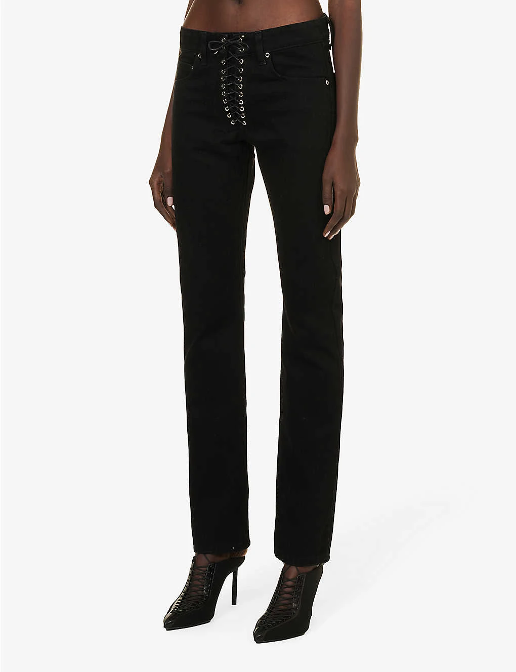Lace-up Straight-leg Mid-rise Jeans 5 Lace-up Straight-leg Mid-rise Jeans - Image 3