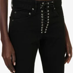 Lace-up Straight-leg Mid-rise Jeans 12 Lace-up Straight-leg Mid-rise Jeans -Default Template 2 R04147638 BLACK ALT04