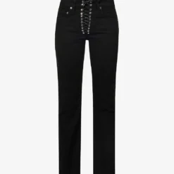 Lace-up Straight-leg Mid-rise Jeans