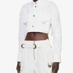 Cropped Patch-pocket Cotton Shirt -Default Template 2 R04148952 WHITEWHIT ALT02