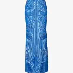 Flower Vortix Embroidered Knitted Maxi Skirt