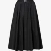 Miu Miu Pleated Elasticated-waistband Satin Midi Skirt -Default Template 2 R04149730 NERO M