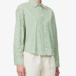 Weekend Max Mara Perak Striped Cotton Shirt 10 Weekend Max Mara Perak Striped Cotton Shirt -Default Template 2 R04151181 GREEN ALT02