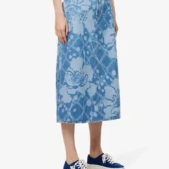 Weekend Max Mara Fonte Floral-pattern Denim Midi Skirt -Default Template 2 R04151214 BLUEJEANS ALT02