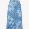 Weekend Max Mara Fonte Floral-pattern Denim Midi Skirt -Default Template 2 R04151214 BLUEJEANS M