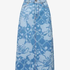 Weekend Max Mara Fonte Floral-pattern Denim Midi Skirt