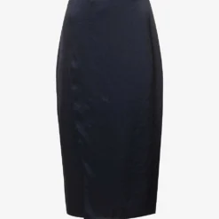 THEORY Mid-rise Split-hem Satin Midi Skirt