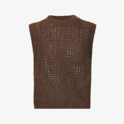 THEORY Textured Sleeveless Cotton Knitted Vest