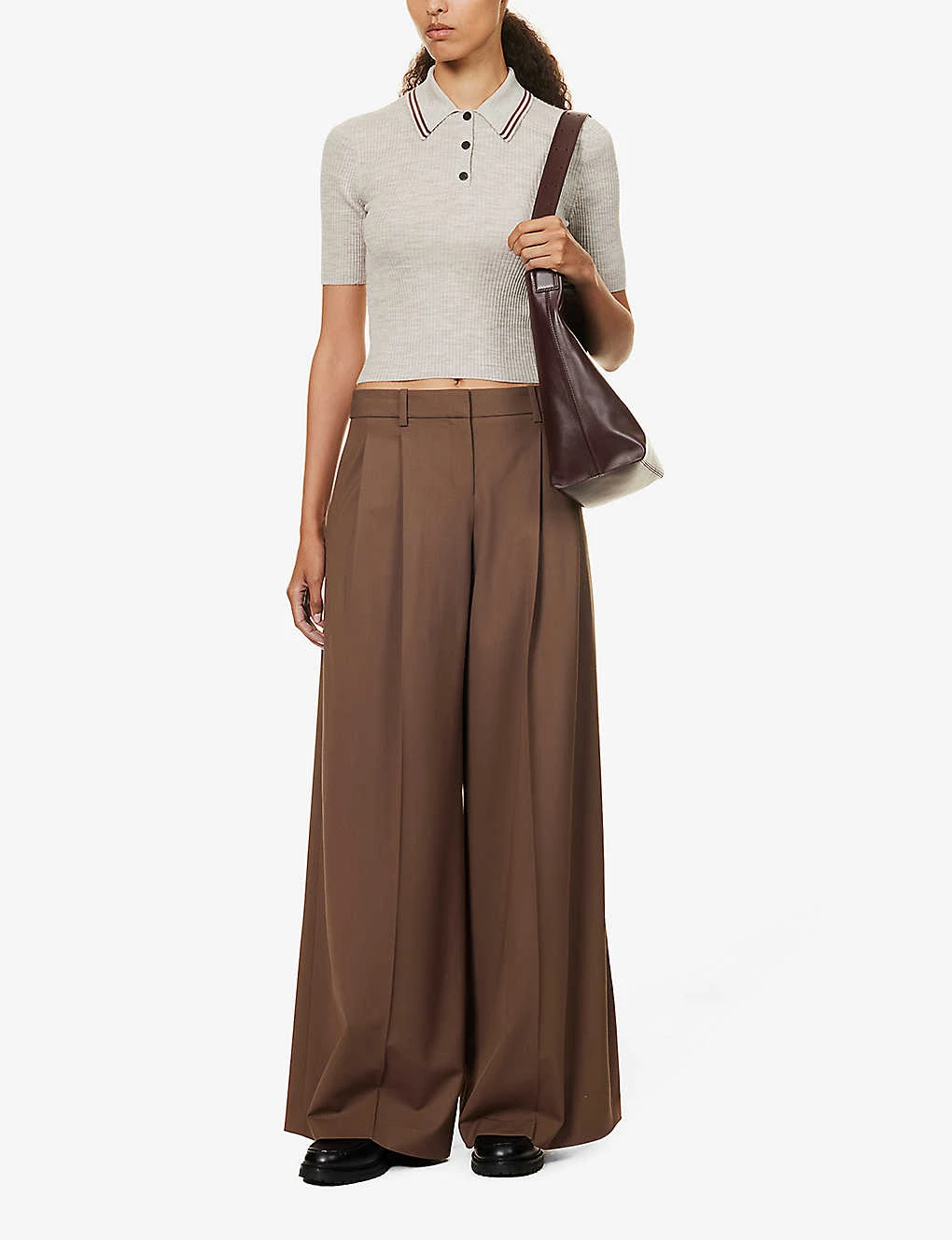 THEORY Polo-collar Contrast-trim Wool-blend Top 4 THEORY Polo-collar Contrast-trim Wool-blend Top - Image 2