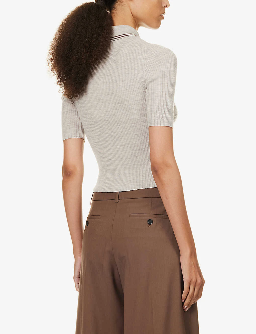 THEORY Polo-collar Contrast-trim Wool-blend Top 6 THEORY Polo-collar Contrast-trim Wool-blend Top - Image 4