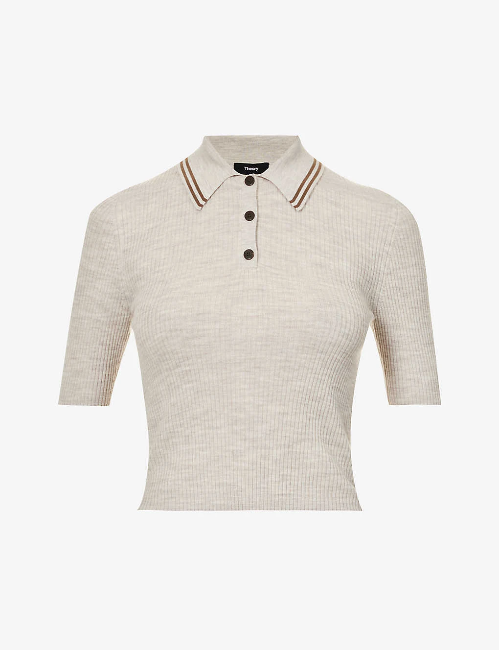 THEORY Polo-collar Contrast-trim Wool-blend Top 3 THEORY Polo-collar Contrast-trim Wool-blend Top