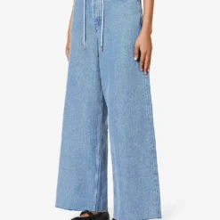 Ganni Faded-wash Raw-hem Wide-leg Relaxed-fit Jeans -Default Template 2 R04152918 LIGHTBLUESTONE ALT02