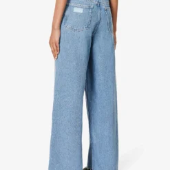 Ganni Faded-wash Raw-hem Wide-leg Relaxed-fit Jeans -Default Template 2 R04152918 LIGHTBLUESTONE ALT03