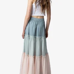 Zadig & Voltaire Jovela Elasticated-waist Flared-cut Cotton Maxi Skirt -Default Template 2 R04153134 MULTICOLOR ALT04