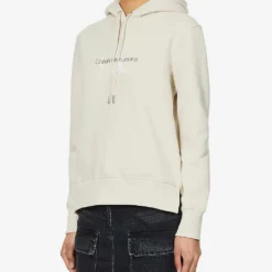 Calvin Klein Monologo-embroidered Dropped-shoulder Recycled Cotton-blend Hoody -Default Template 2 R04153242 EGGSHELL ALT02