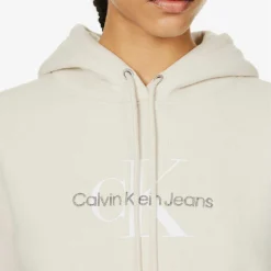 Calvin Klein Monologo-embroidered Dropped-shoulder Recycled Cotton-blend Hoody -Default Template 2 R04153242 EGGSHELL ALT04