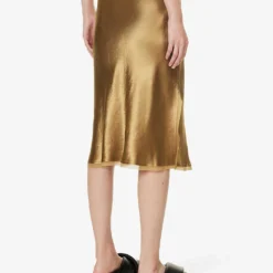 Vince Mid-rise Flared-hem Satin Midi Skirt -Default Template 2 R04154642 NILE ALT03