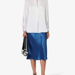 Vince Slim-fit High-rise Satin Midi Skirt -Default Template 2 R04154661 RIVERINE ALT01