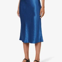 Vince Slim-fit High-rise Satin Midi Skirt -Default Template 2 R04154661 RIVERINE ALT02