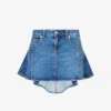 Alexander McQueen Asymmetric-hem Logo-patch Stretch-denim Mini Skirt -Default Template 2 R04154717 BLUESTONEWASH M
