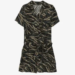 Ikks Camouflage Jungle-print Woven Playsuit