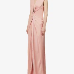 Pilard Padded-shoulders Gathered Woven Maxi Dress -Default Template 2 R04156400 POWDER ALT02