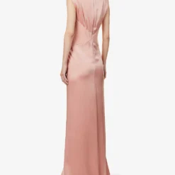 Pilard Padded-shoulders Gathered Woven Maxi Dress -Default Template 2 R04156400 POWDER ALT03