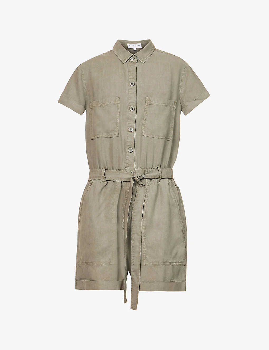 Patch-pocket Self-tie Woven Playsuit 3 Patch-pocket Self-tie Woven Playsuit