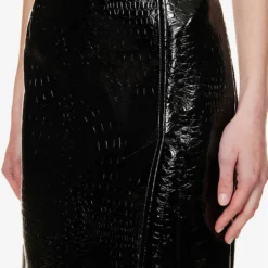 Sportmax Melinda Split-hem Croc-embossed Leather Mini Skirt -Default Template 2 R04158880 BLACK ALT04