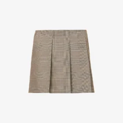 Sportmax Plaid-patterned Pleated Regular-fit Stretch-woven Mini Skirt