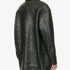 Bottega Veneta Intrecciato Dipped-hem Leather Shirt 11 Bottega Veneta Intrecciato Dipped-hem Leather Shirt -Default Template 2 R04159965 DARKGREEN ALT03