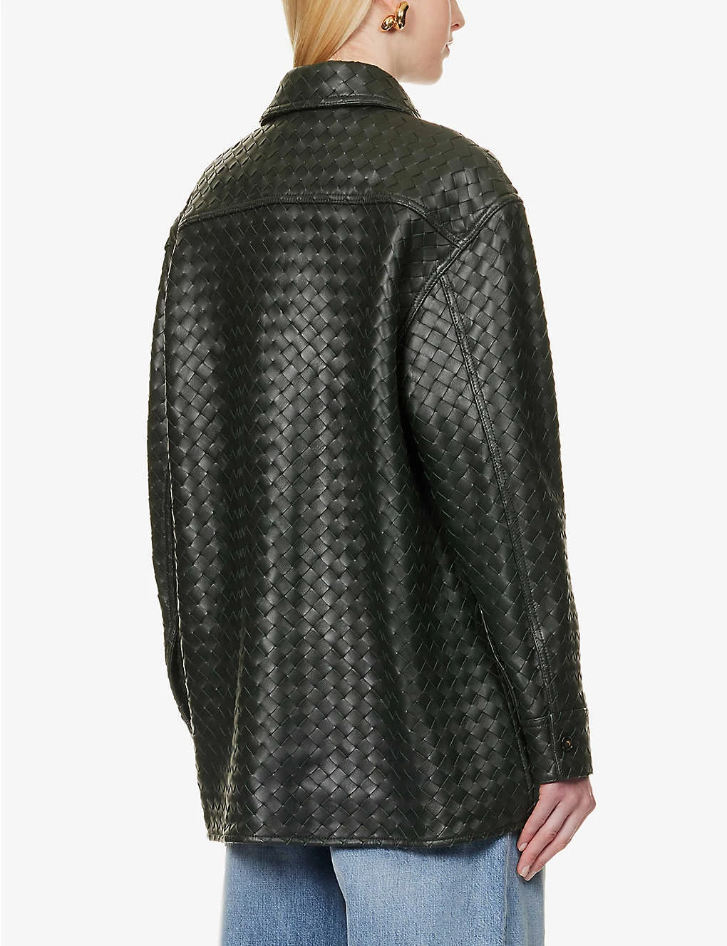 Bottega Veneta Intrecciato Dipped-hem Leather Shirt 6 Bottega Veneta Intrecciato Dipped-hem Leather Shirt - Image 4