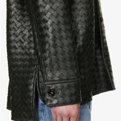 Bottega Veneta Intrecciato Dipped-hem Leather Shirt 13 Bottega Veneta Intrecciato Dipped-hem Leather Shirt -Default Template 2 R04159965 DARKGREEN ALT05