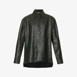 Bottega Veneta Intrecciato Dipped-hem Leather Shirt