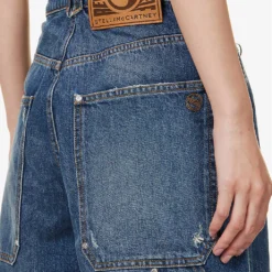 STELLA MCCARTNEY Brand-patch Contrast-stitch Wide-leg Mid-rise Jeans -Default Template 2 R04160793 DARKBLUE ALT05