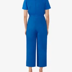 Wrap-front Tie-waist Linen Jumpsuit -Default Template 2 R04161732 BLUE ALT03