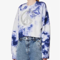 MOSCHINO Rhinestone-embellished Tie-dye Cotton Sweatshirt -Default Template 2 R04162984 FANTASYPRINTBLUE ALT02