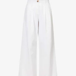 ME AND EM Pleated Patch-pocket Wide-leg Mid-rise Jeans