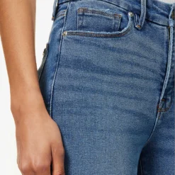 GOOD AMERICAN Good Legs Raw-hem Tapered High-rise Stretch-denim Jeans -Default Template 2 R04166605 INDIGO451 ALT06