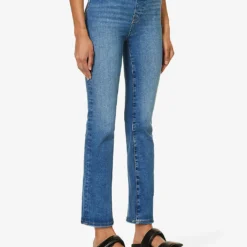 GOOD AMERICAN Pull On Straight Faded-wash Straight High-rise Stretch-denim Jeans 12 GOOD AMERICAN Pull On Straight Faded-wash Straight High-rise Stretch-denim Jeans -Default Template 2 R04166636 INDIGO490 ALT03